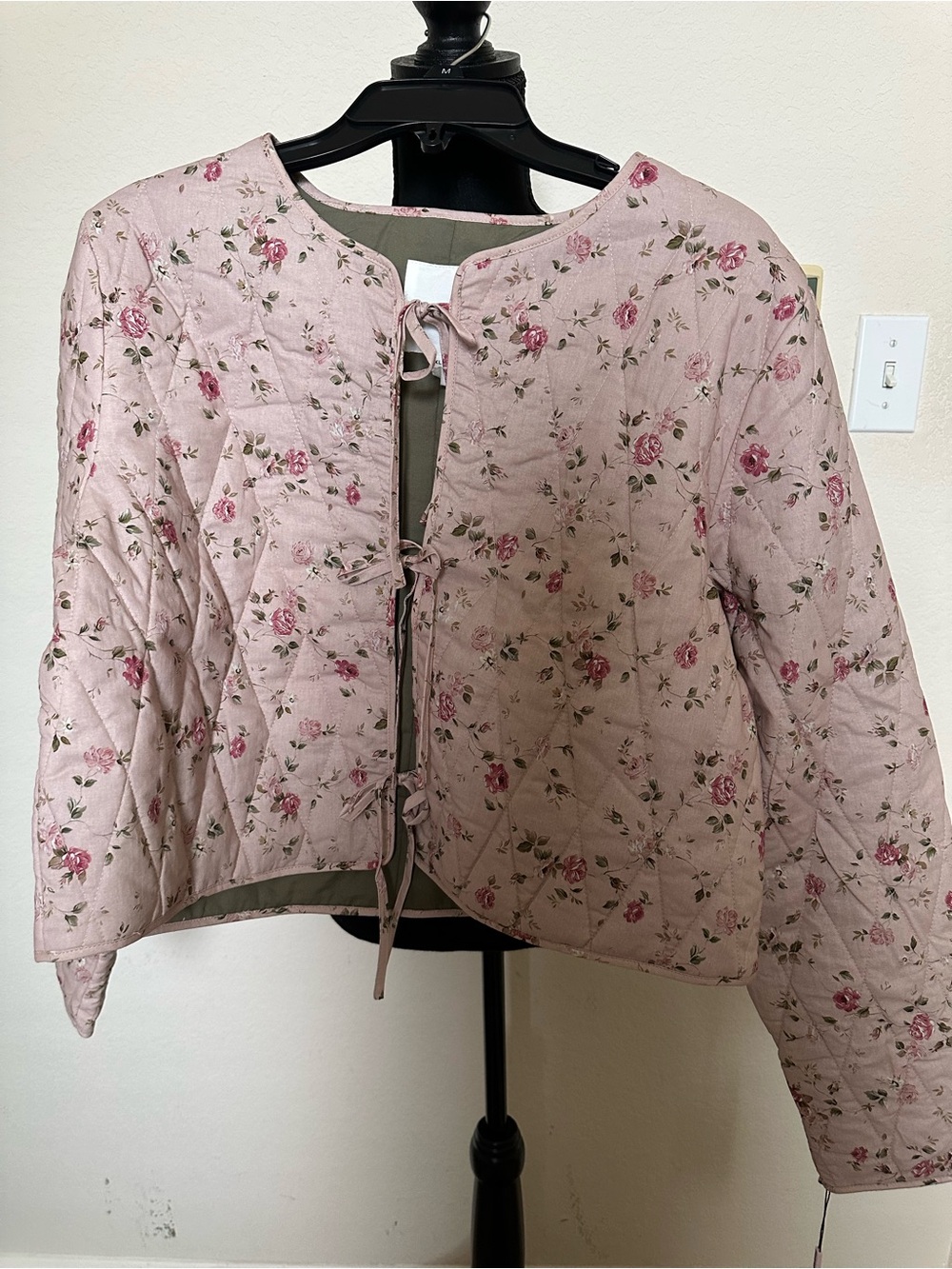Avec Les Filles Quilted Floral Tie-Front Jacket - Light Pink. Size X-Large. NWT - Picture 4 of 13